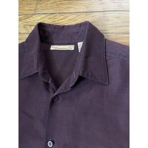 Vintage Havanera Co. Cuban Men's Medium Maroon Long Sleeve Button Up Dress Shirt